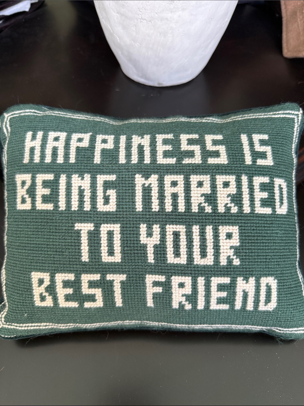 Needlepoint decor lumbar pillow